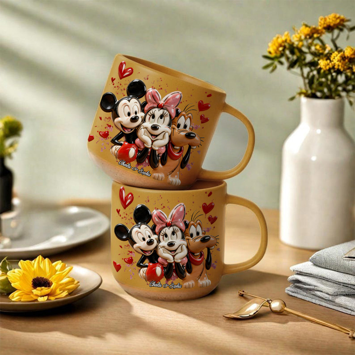 You And Me - Personalized Mouse Printed Pottery Mug