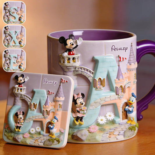 Magical Alphabet Letter Custom Name - Personalized Mouse Accent Mug & Coaster