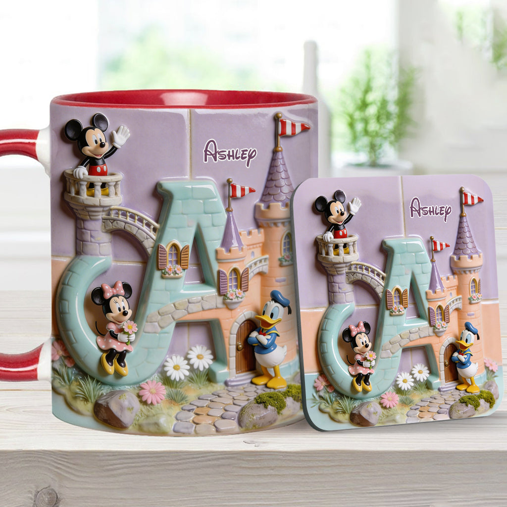 Magical Alphabet Letter Custom Name - Personalized Mouse Accent Mug & Coaster