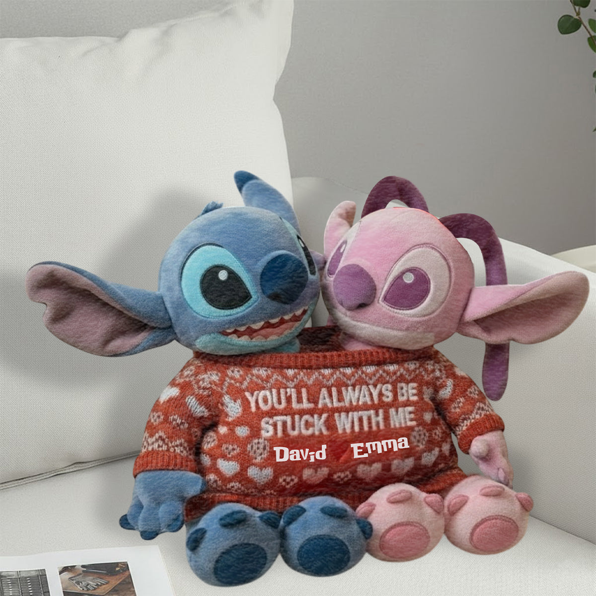You Always Be Stuck With Me - Personalized Ohana Faux Fur Shaped Pillow