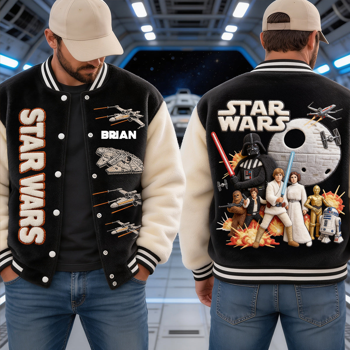 Pew Pew Pew - Personalized The Force Varsity Jacket