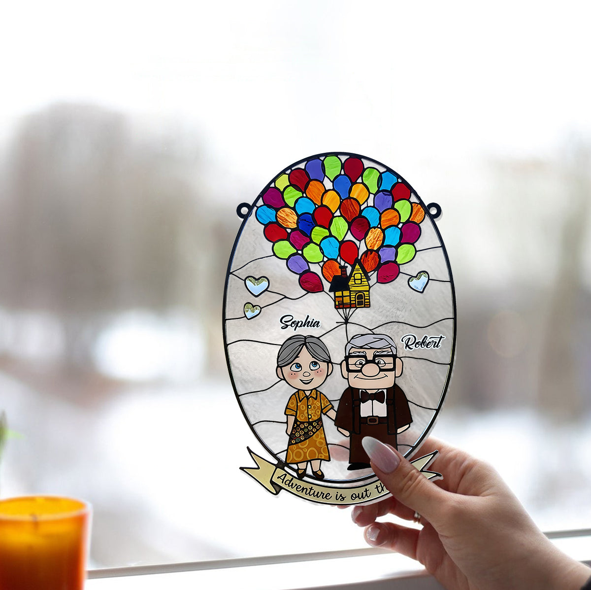 Adventure Is Out There - Personalized Mouse Window Hanging Suncatcher Ornament