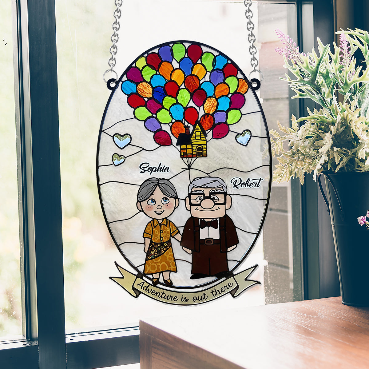 Adventure Is Out There - Personalized Mouse Window Hanging Suncatcher Ornament