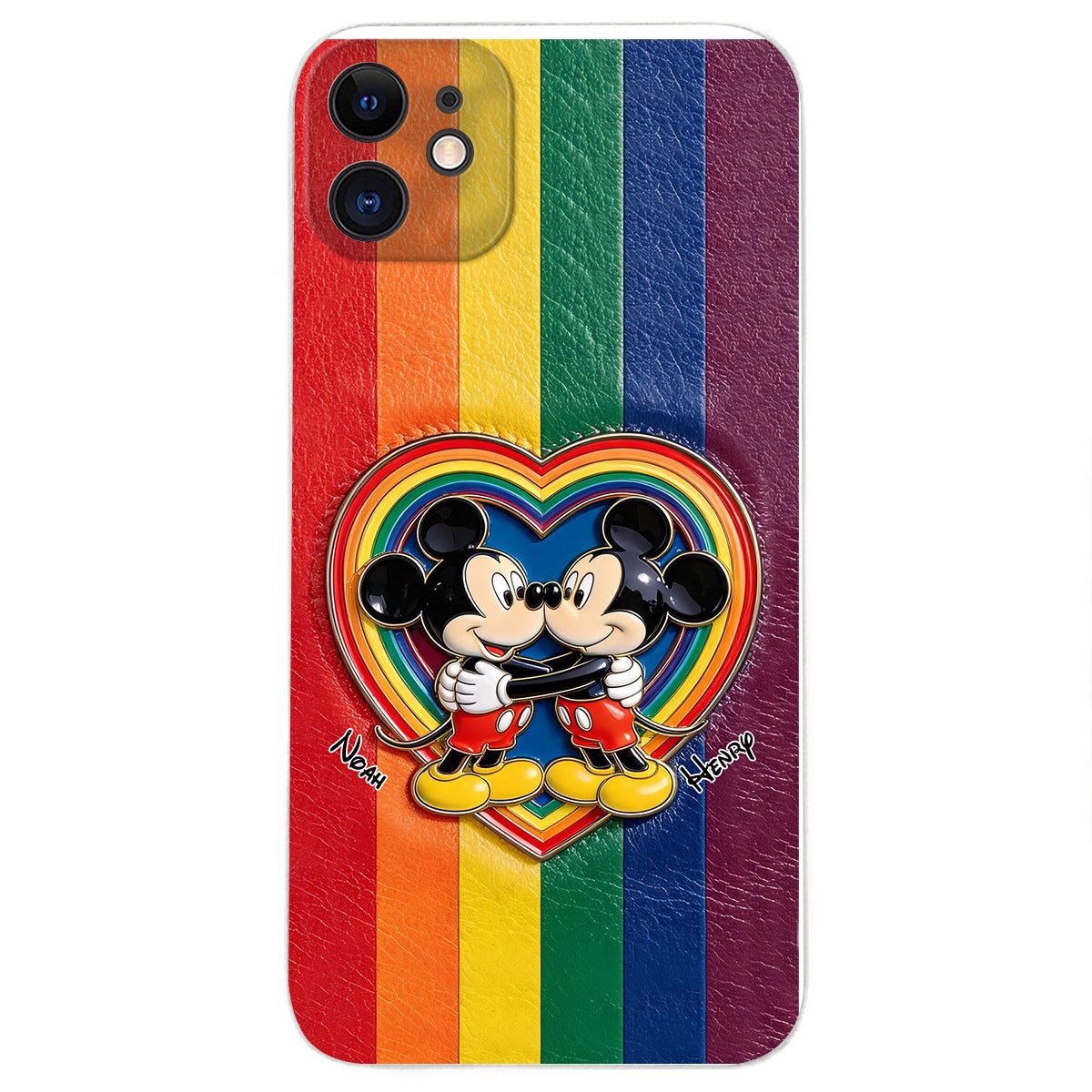 LGBT Cartoon Mouse, Pride Month - Personalized LGBT Support 3D Embossed Leather Phone Case