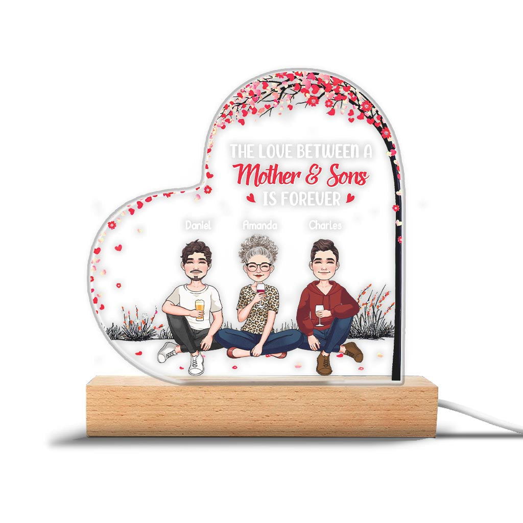 The Love Between Mother And Daughters Sons - Gift for mom, daughter, son - Personalized Shaped Plaque Light Base