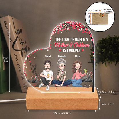 The Love Between Mother And Daughters Sons - Gift for mom, daughter, son - Personalized Shaped Plaque Light Base