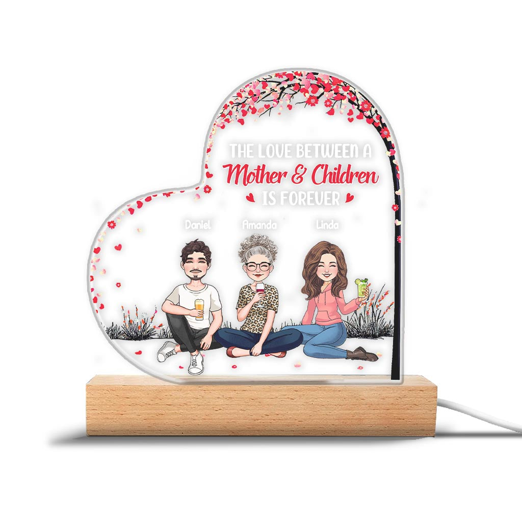 The Love Between Mother And Daughters Sons - Gift for mom, daughter, son - Personalized Shaped Plaque Light Base