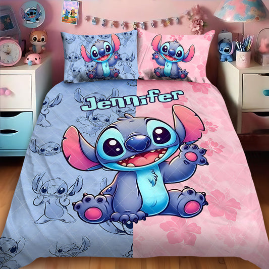 Pink And Blue - Personalized Ohana Quilt Set