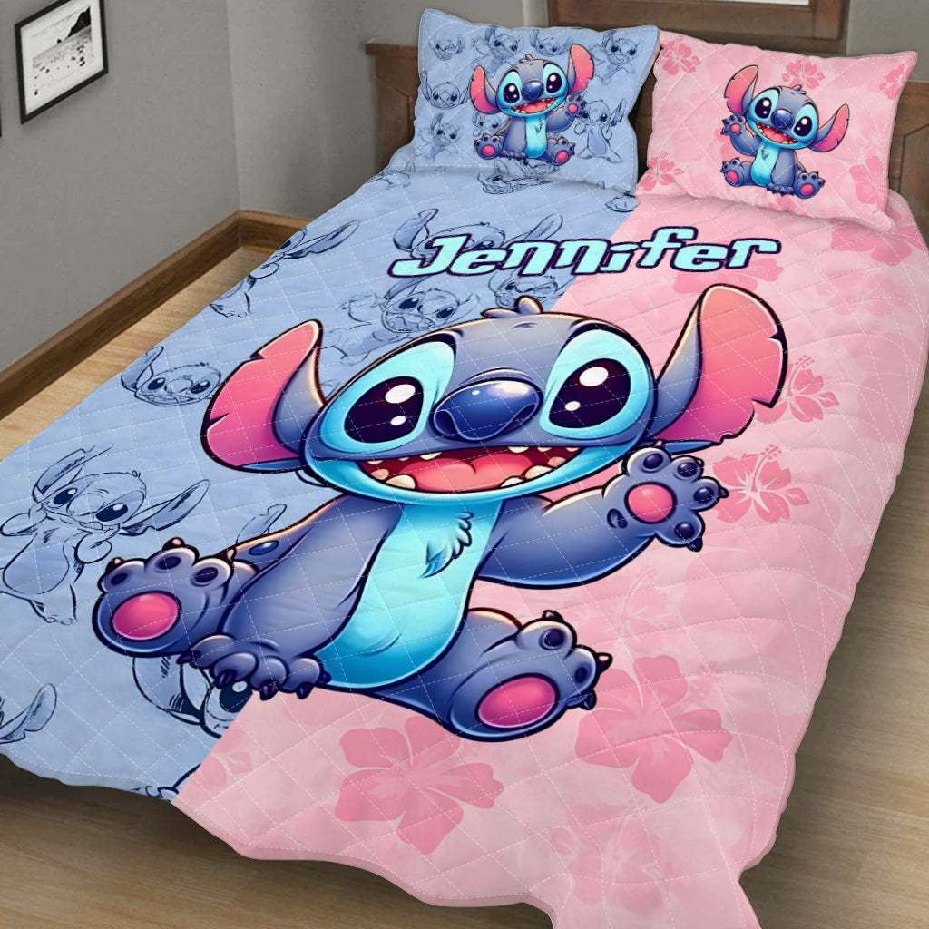 Pink And Blue - Personalized Ohana Quilt Set