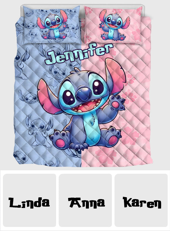 Pink And Blue - Personalized Ohana Quilt Set