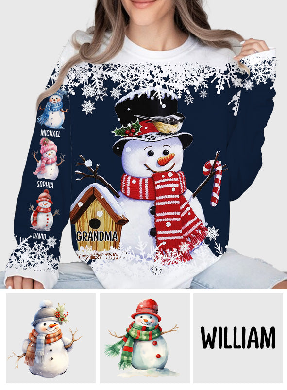 Grandma Snowman - Personalized Grandma All Over Shirt