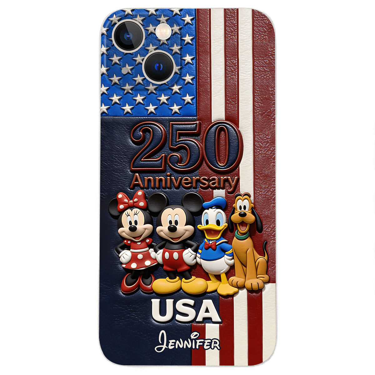 Friends 250 Anniversary - Personalized Mouse 3D Embossed Leather Phone Case