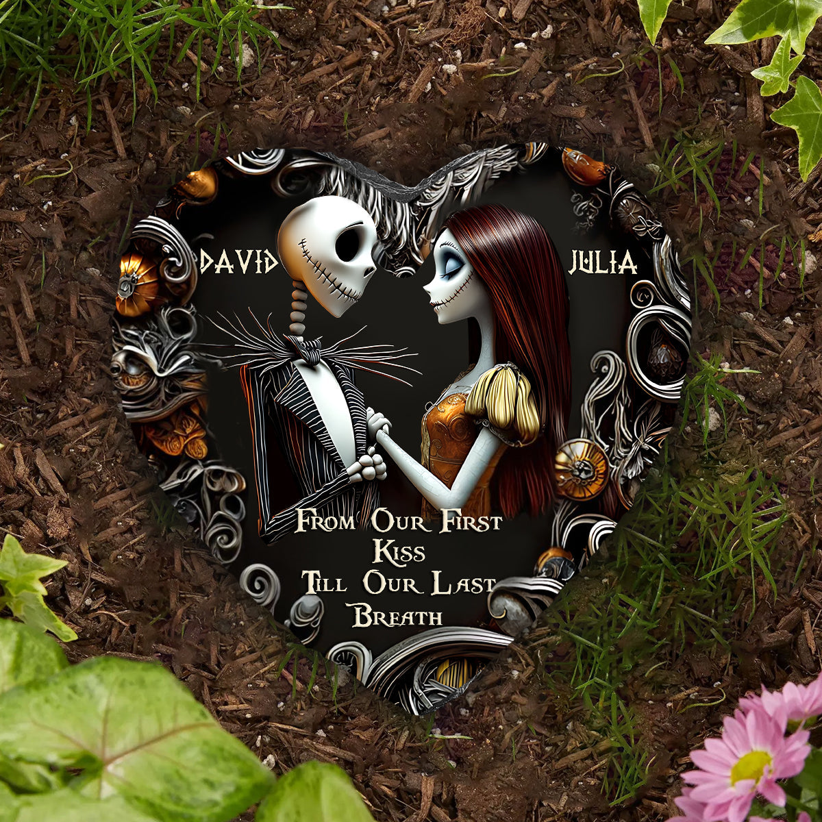 Till Dead Do Us Part - Personalized Nightmare Heart Shaped Stone