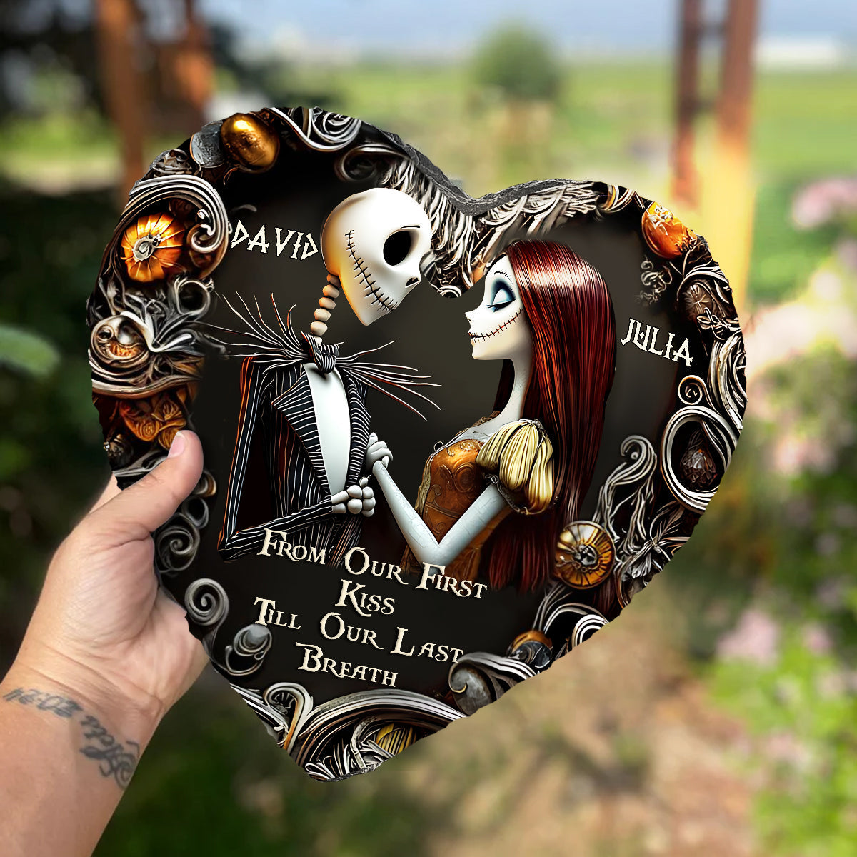 Till Dead Do Us Part - Personalized Nightmare Heart Shaped Stone