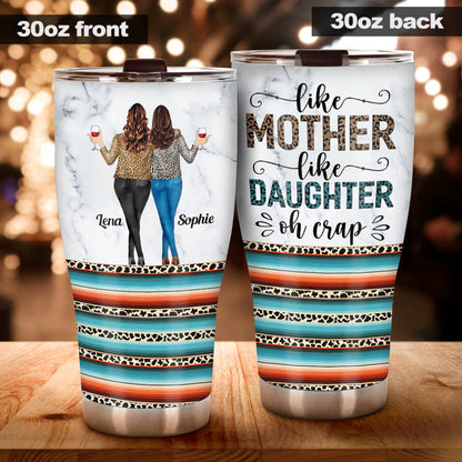 Like Mother Like Daughter Leopard Turquoise Pattern - Personalized Mother Tumbler