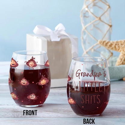 Mommy's Little Shit - Gift for mom, grandma, dad, grandpa - Personalized All Over Wine Glass