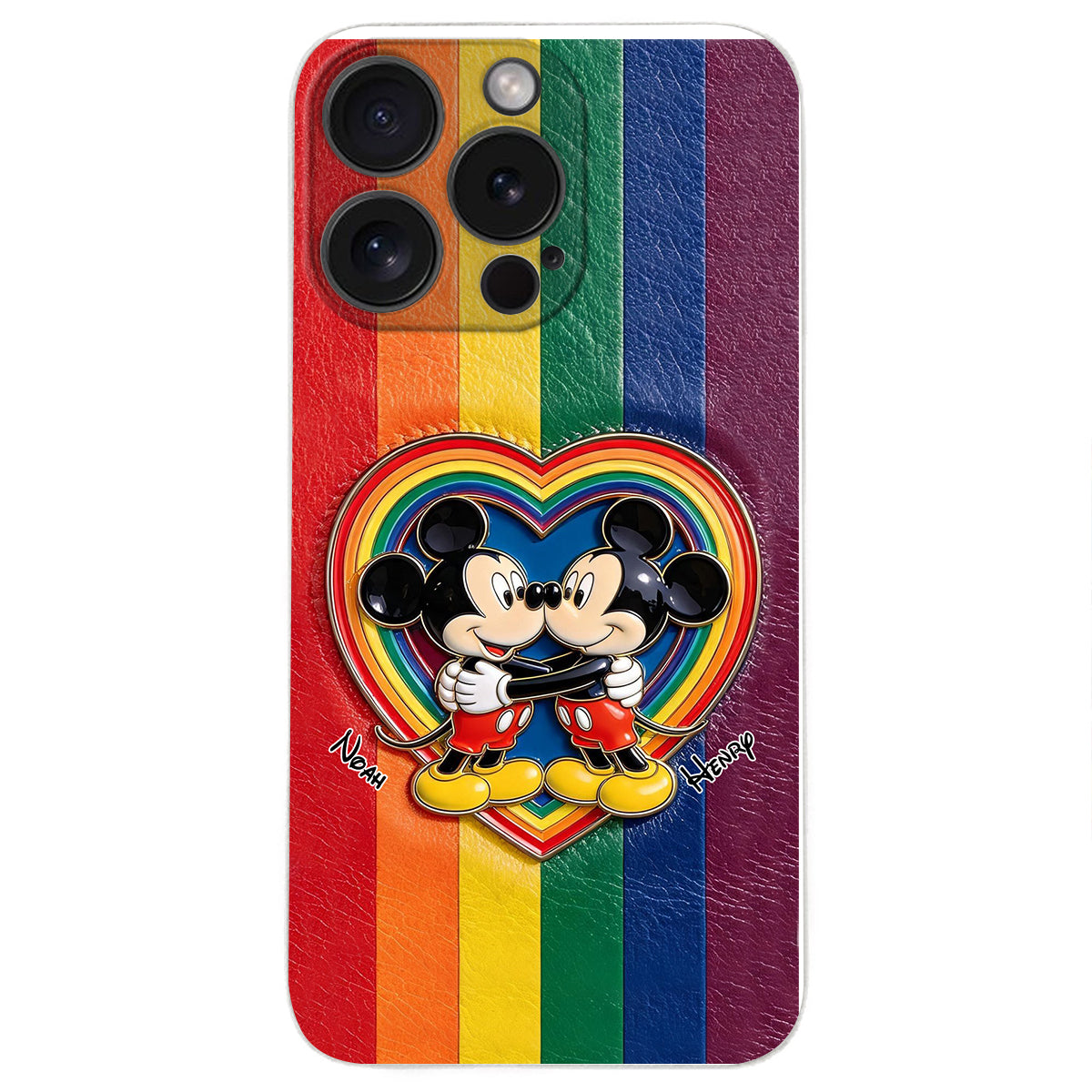 LGBT Cartoon Mouse, Pride Month - Personalized LGBT Support 3D Embossed Leather Phone Case