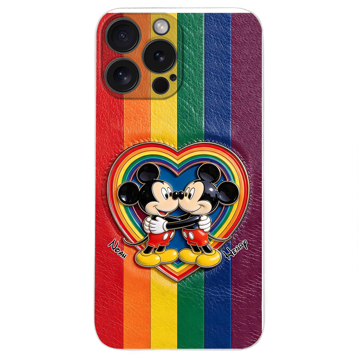 LGBT Cartoon Mouse, Pride Month - Personalized LGBT Support 3D Embossed Leather Phone Case