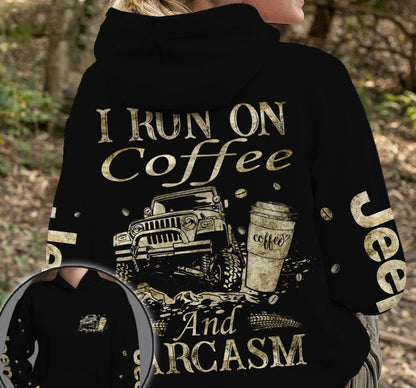 I Run On Coffee And Sarcasm Car All Over Shirt 0523