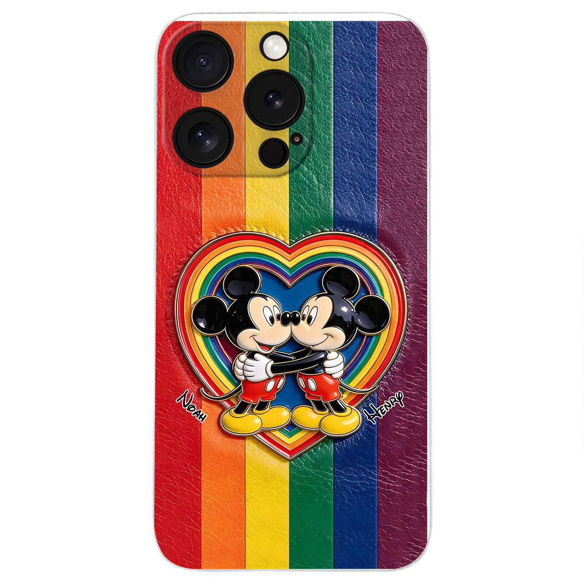 LGBT Cartoon Mouse, Pride Month - Personalized LGBT Support 3D Embossed Leather Phone Case