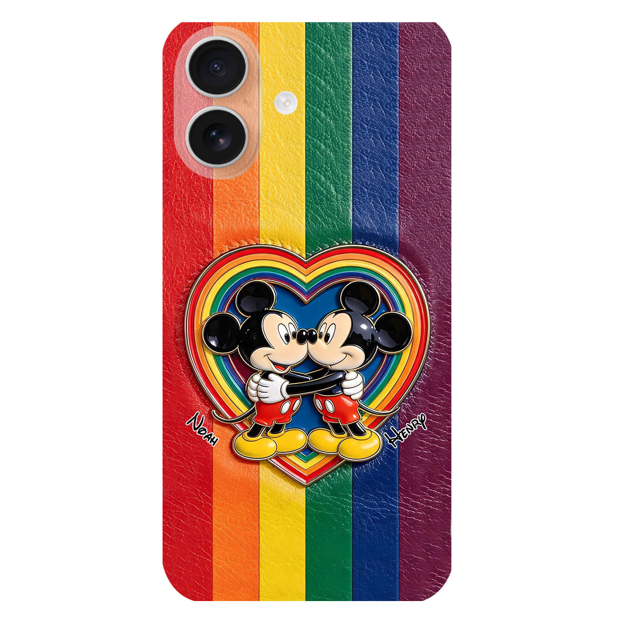 LGBT Cartoon Mouse, Pride Month - Personalized LGBT Support 3D Embossed Leather Phone Case