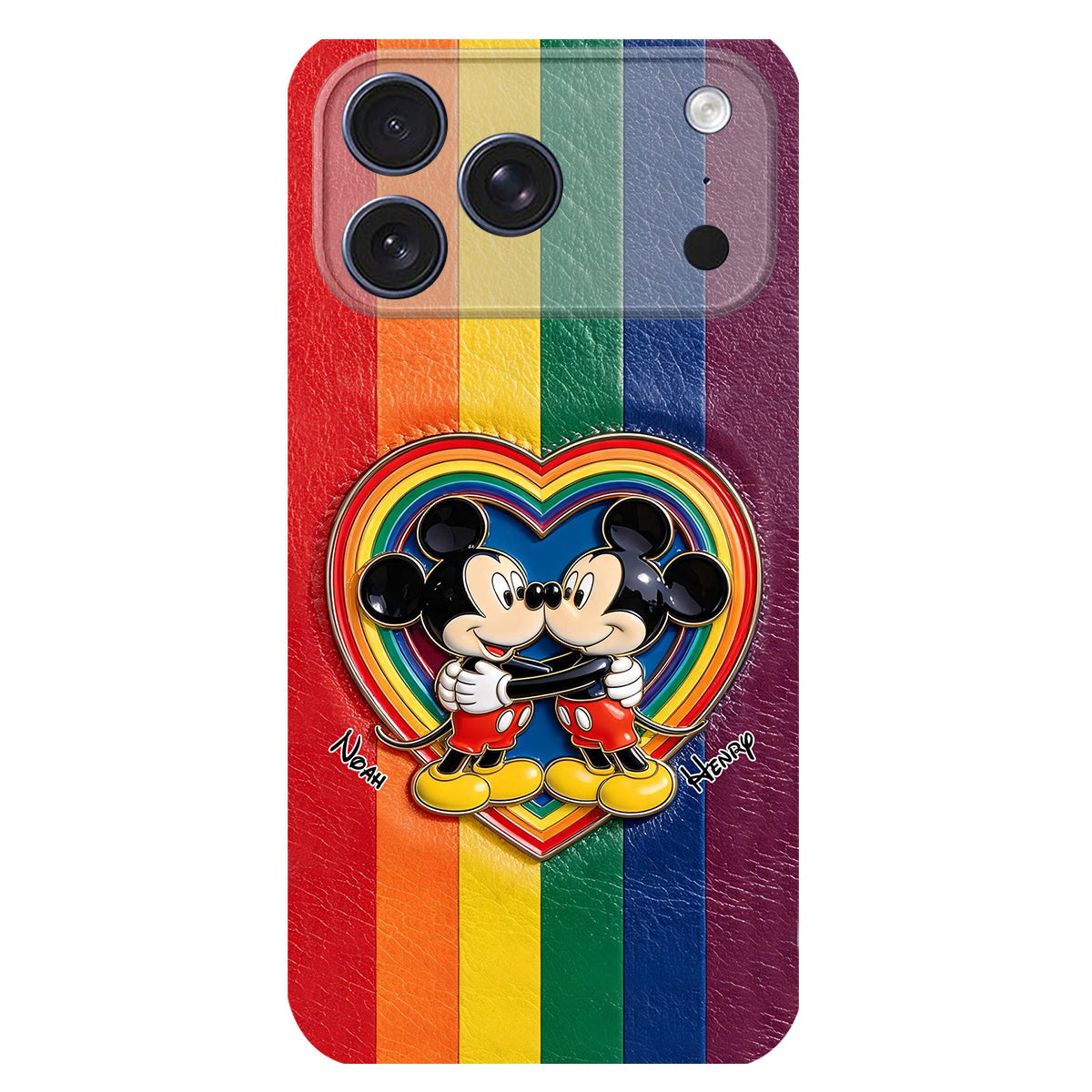 LGBT Cartoon Mouse, Pride Month - Personalized LGBT Support 3D Embossed Leather Phone Case