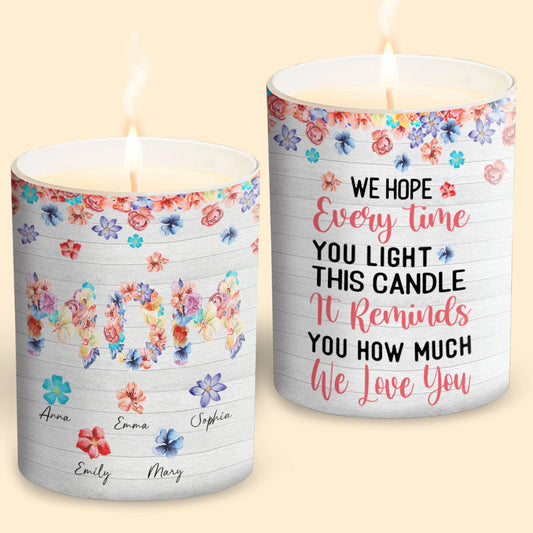 We Love You Floral Mom - Personalized Mother's Day Mother Candle With Wooden Lid