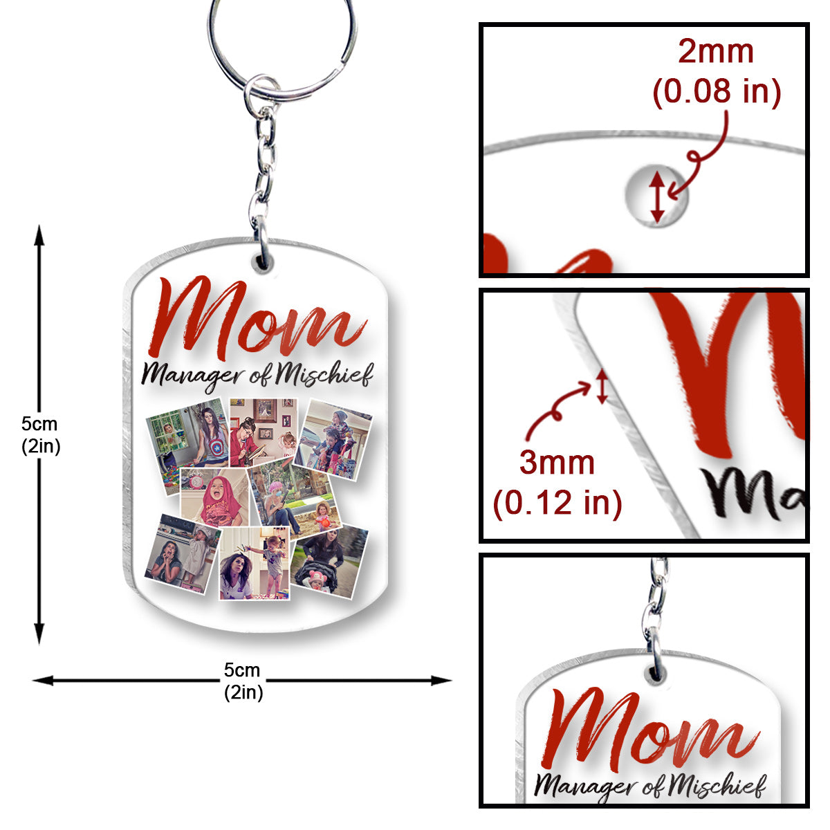 Mom Manager Of Mischief - Personalized Mother Transparent Keychain