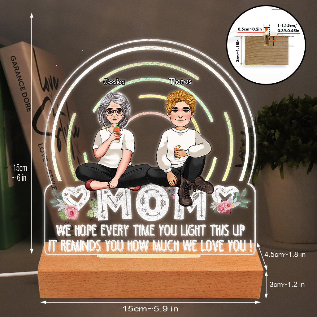 We Hope Every Time You Light - Gift for mom, grandma - Personalized Shaped Plaque Light Base