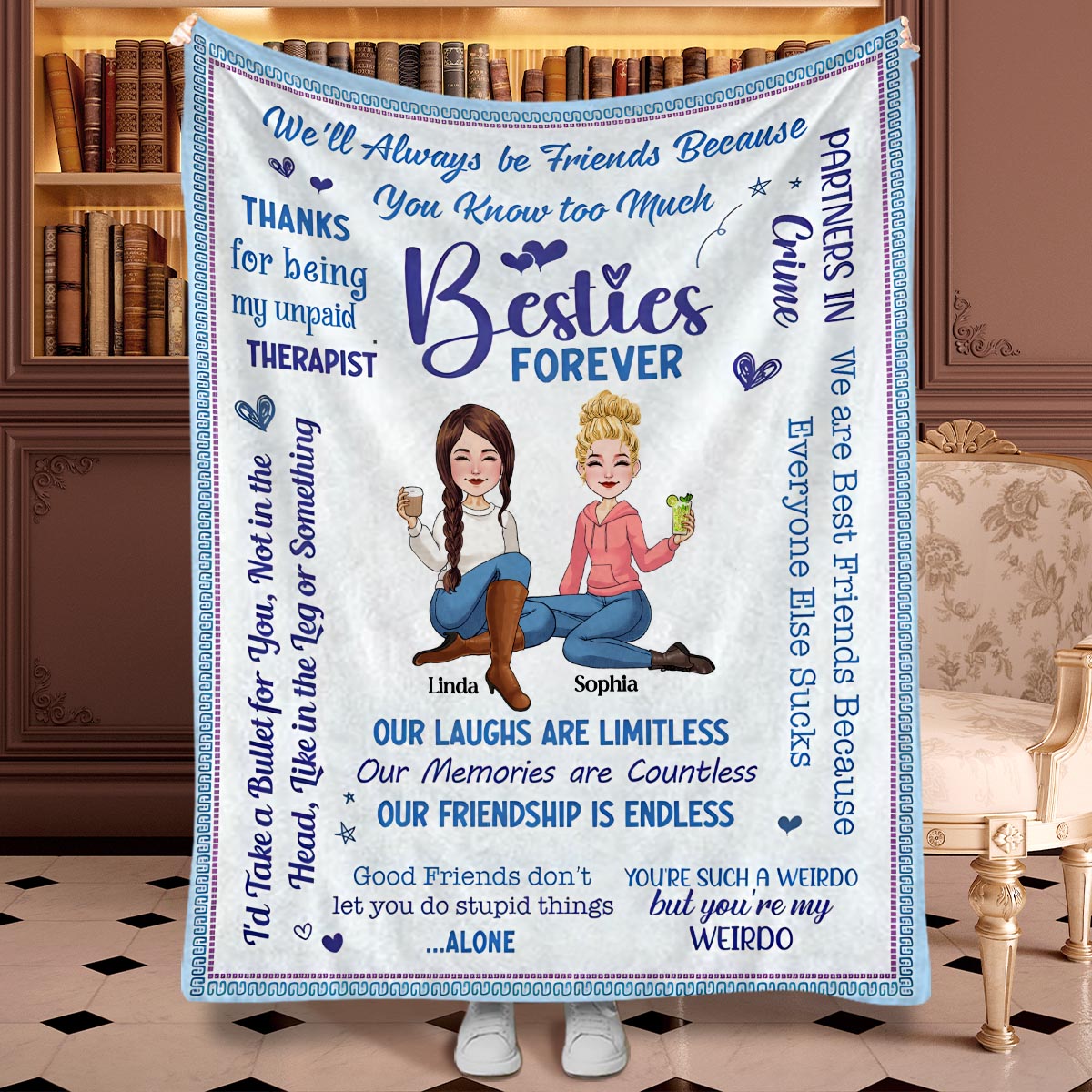 Besties Forever - Personalized Bestie Blanket