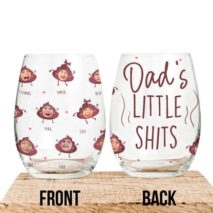 Mommy's Little Shit - Gift for mom, grandma, dad, grandpa - Personalized All Over Wine Glass