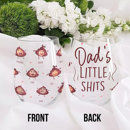 Mommy's Little Shit - Gift for mom, grandma, dad, grandpa - Personalized All Over Wine Glass