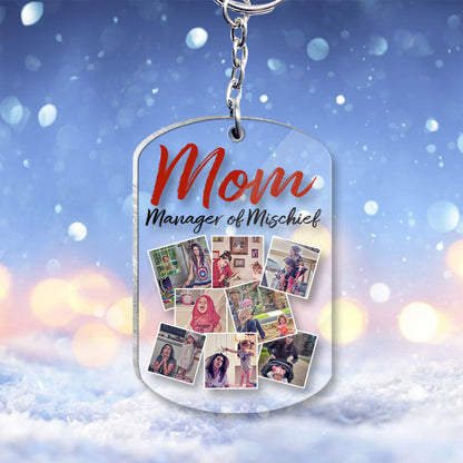 Mom Manager Of Mischief - Personalized Mother Transparent Keychain