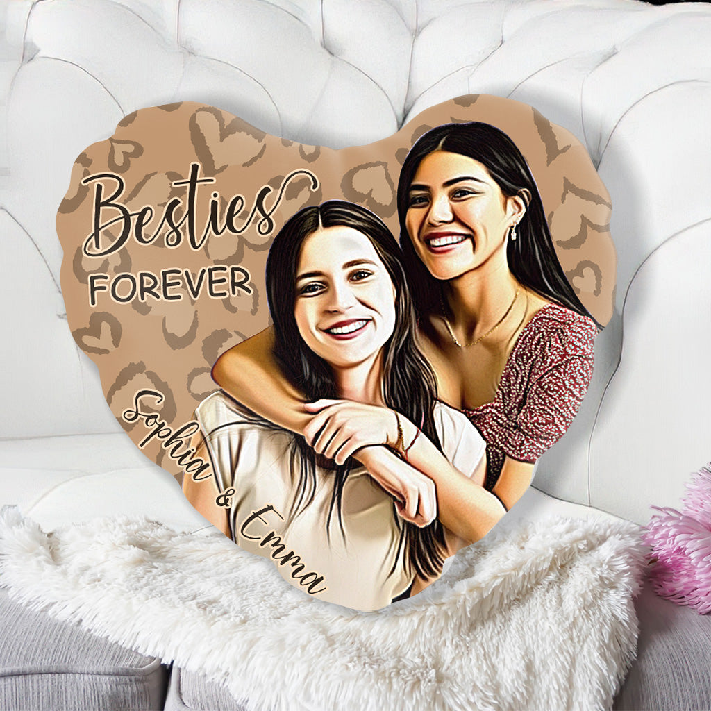 Besties Forever - Personalized Bestie Shaped Pillow