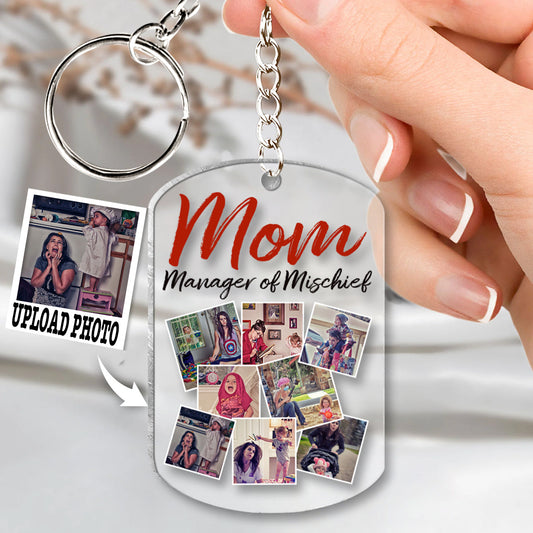 Mom Manager Of Mischief - Personalized Mother Transparent Keychain