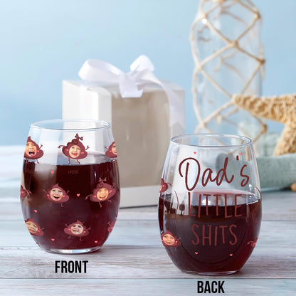 Mommy's Little Shit - Gift for mom, grandma, dad, grandpa - Personalized All Over Wine Glass