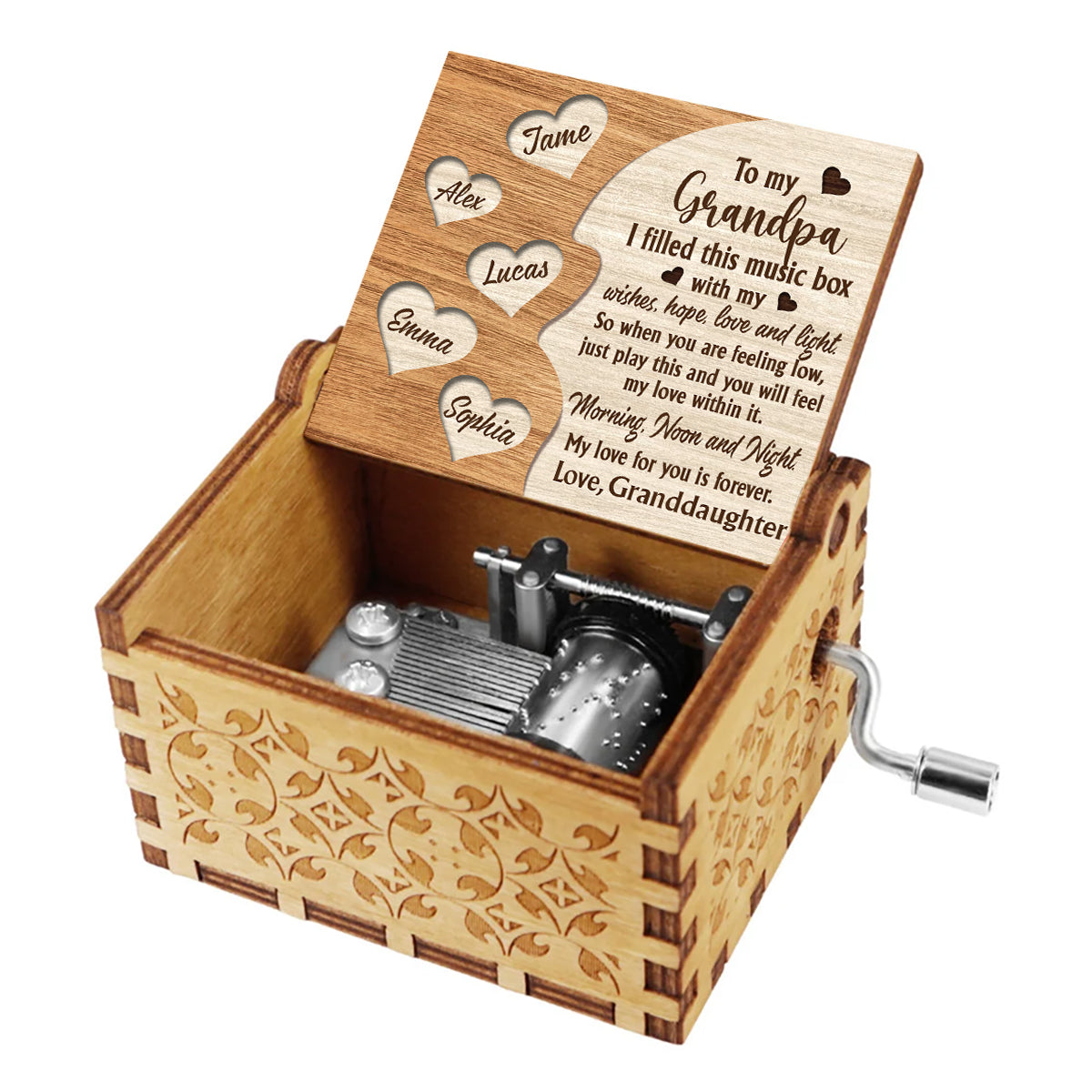 Mom For All The Times - Gift for mom, grandma, grandpa, dad, daughter, son, granddaughter, grandson - Personalized Hand Crank Music Box