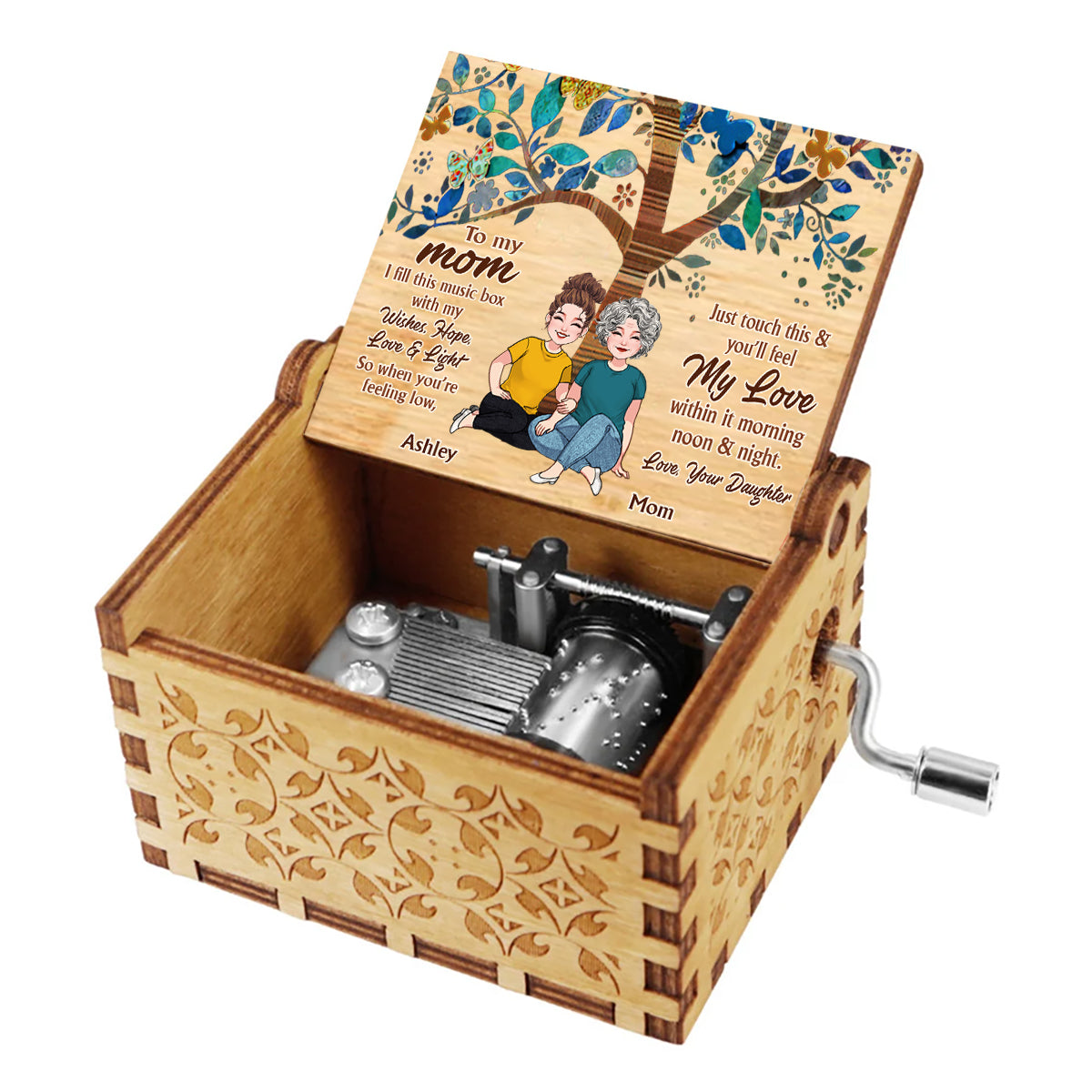 To My Mom - Personalized Mother's Day Mother Hand Crank Music Box