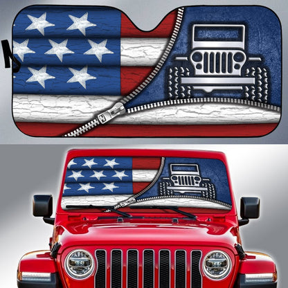 American Flag Car Car Sunshader 0523