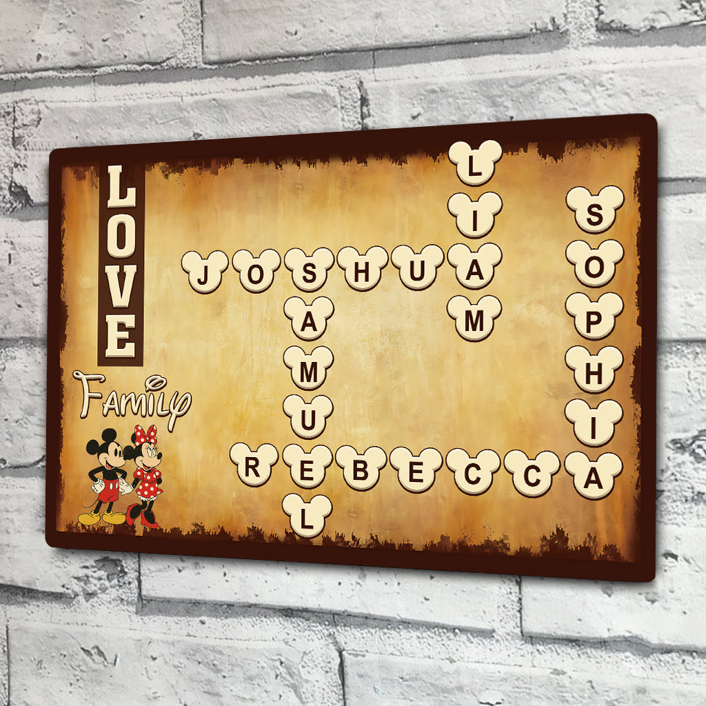 Family Crossword Scrabble Puzzle - Personalized Family Rectangle Metal Sign