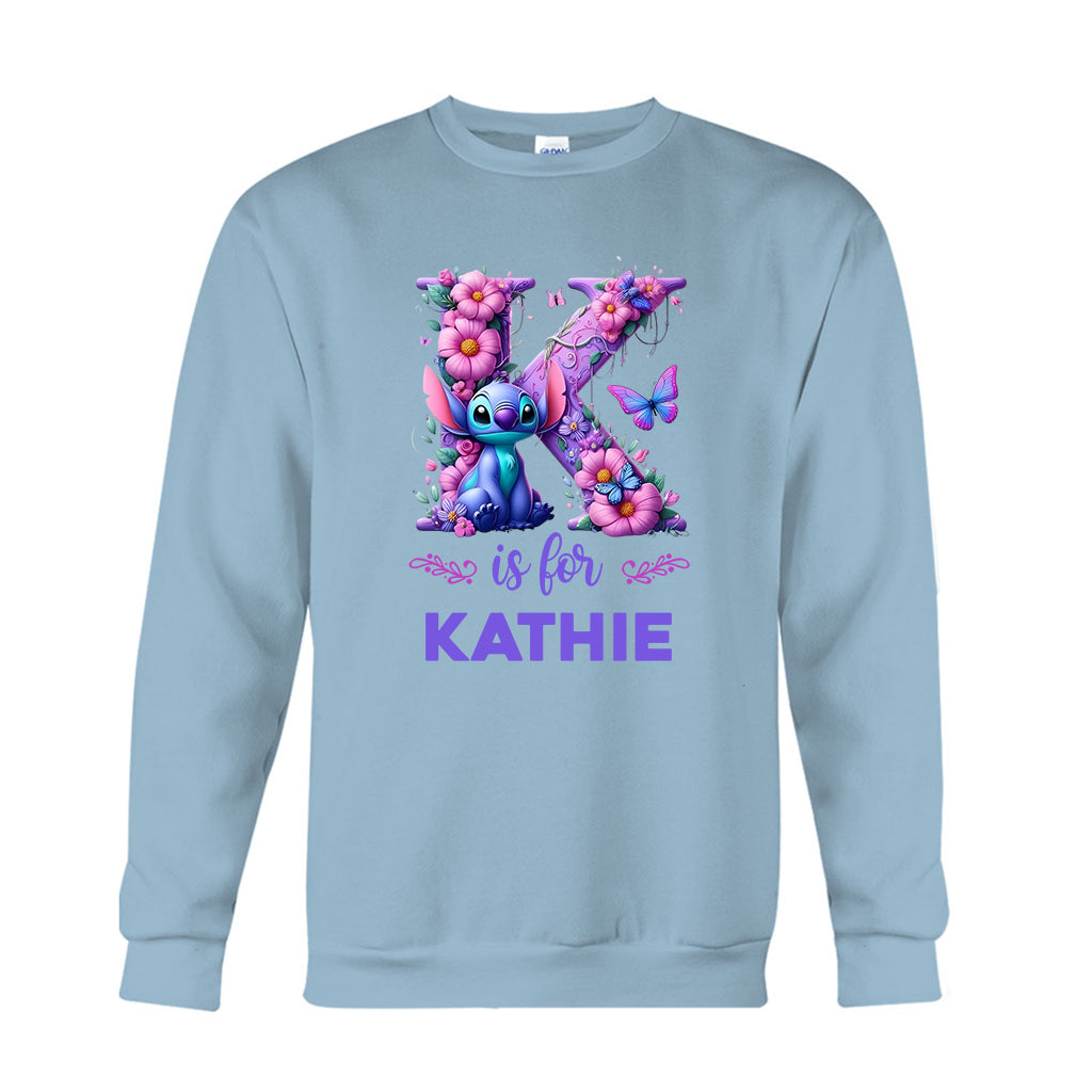 Blue Ohana Alphabet Letter Custom Name - Personalized Ohana T-shirt And Hoodie
