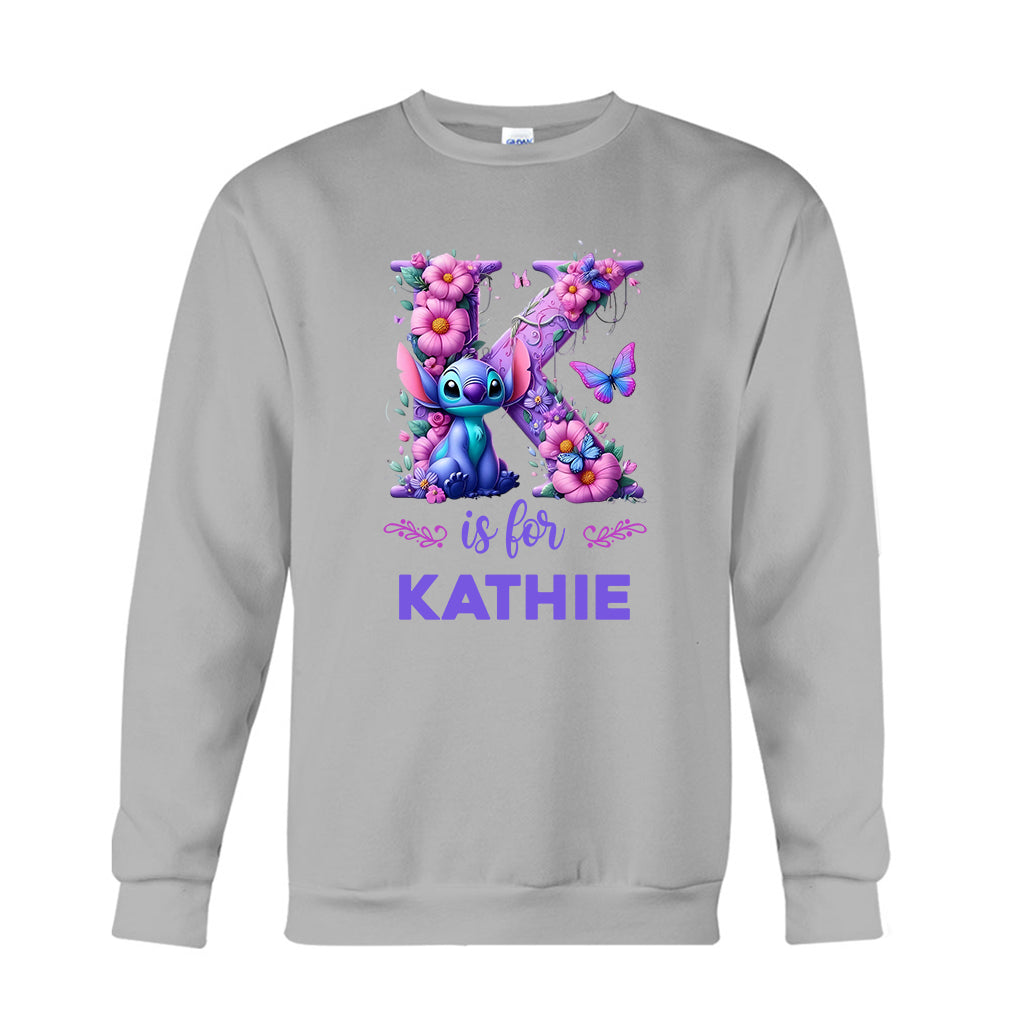 Blue Ohana Alphabet Letter Custom Name - Personalized Ohana T-shirt And Hoodie