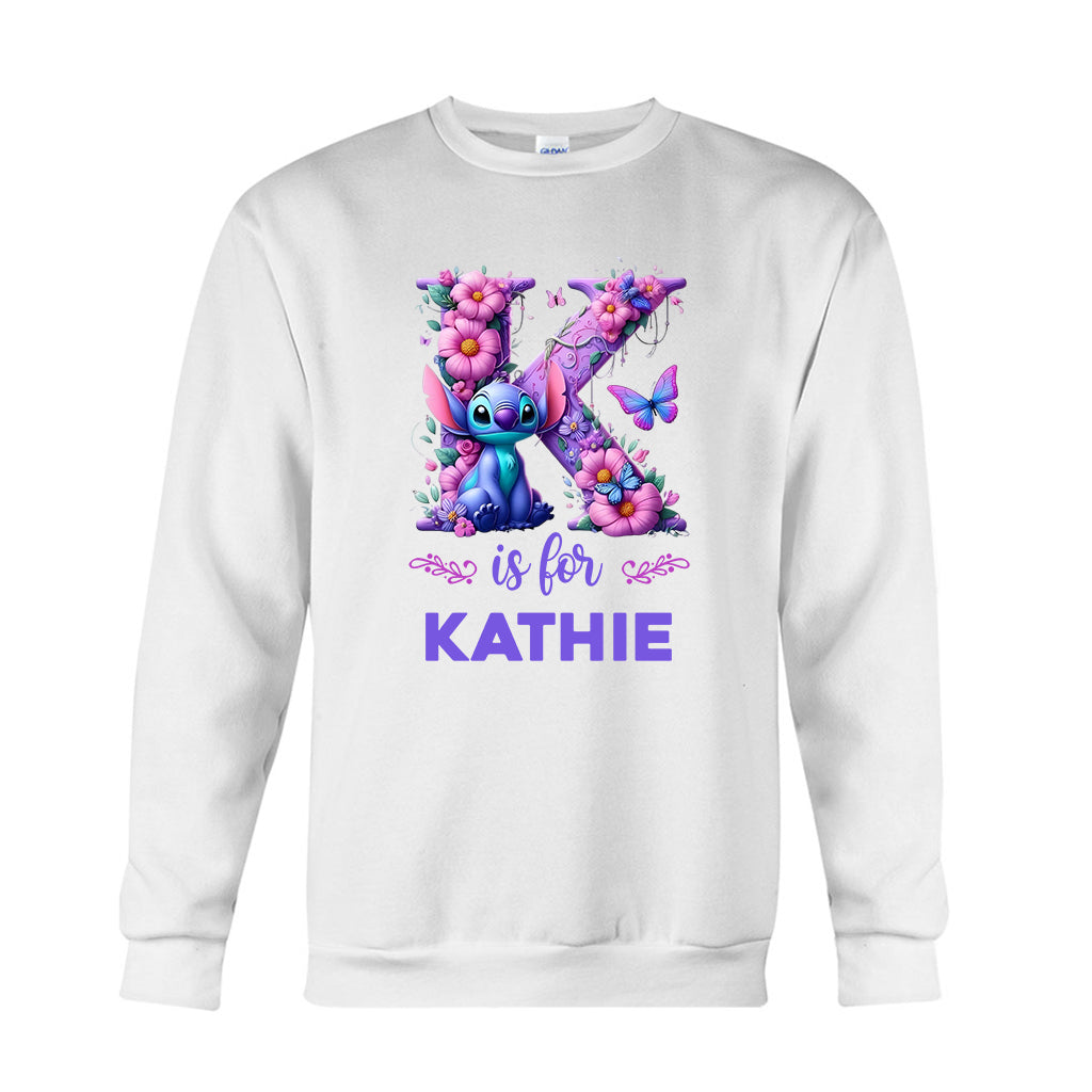 Blue Ohana Alphabet Letter Custom Name - Personalized Ohana T-shirt And Hoodie