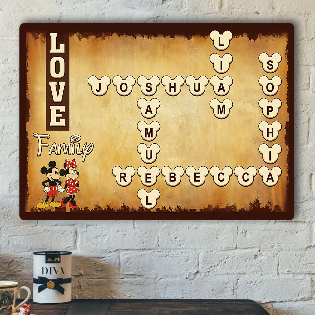 Family Crossword Scrabble Puzzle - Personalized Family Rectangle Metal Sign