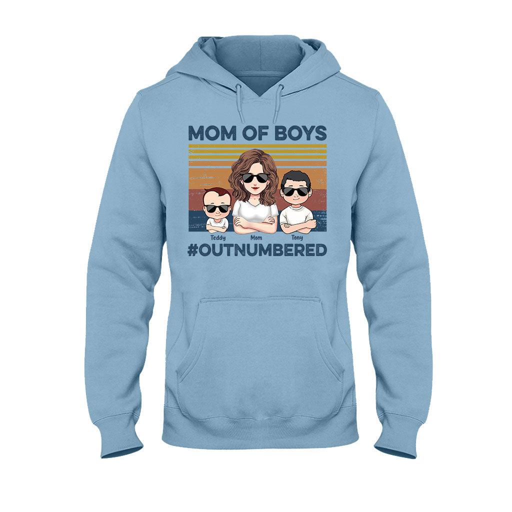 Mom Of Boys Outnumbered - Personalized Mother's Day Mother T-shirt and Hoodie