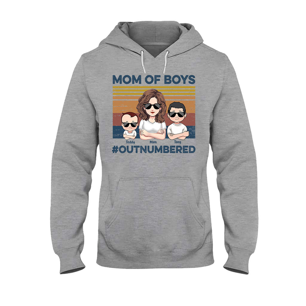 Mom Of Boys Outnumbered - Personalized Mother's Day Mother T-shirt and Hoodie