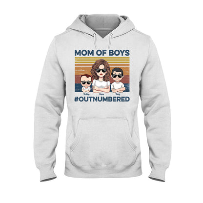 Mom Of Boys Outnumbered - Personalized Mother's Day Mother T-shirt and Hoodie