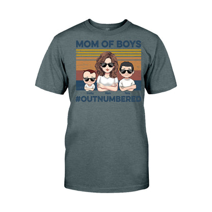 Mom Of Boys Outnumbered - Personalized Mother's Day Mother T-shirt and Hoodie