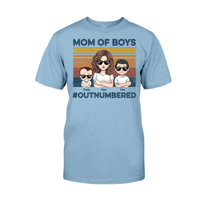 Mom Of Boys Outnumbered - Personalized Mother's Day Mother T-shirt and Hoodie