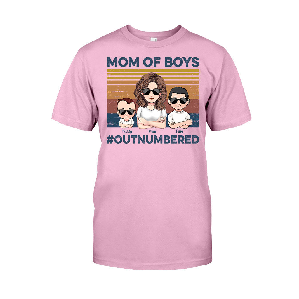 Mom Of Boys Outnumbered - Personalized Mother's Day Mother T-shirt and Hoodie